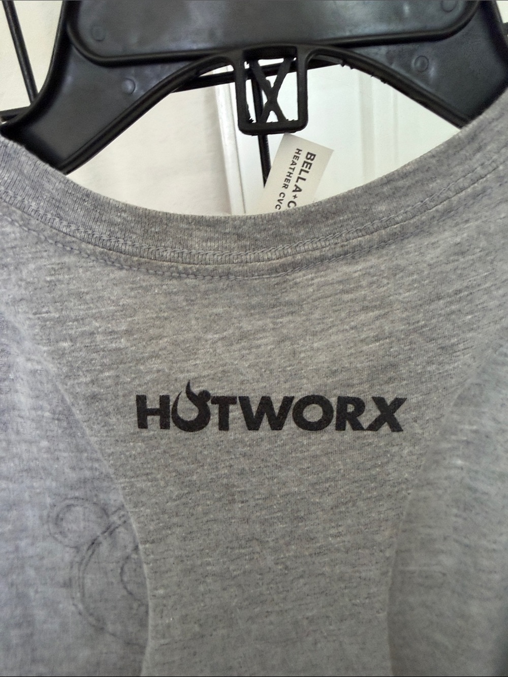 HOTWORX Bella Canvas Heather Gray Cropped Muscle Tank with Black Logo - Picture 4 of 4